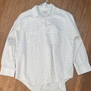 Madewell White Patterned Button Down Shirt - Size M